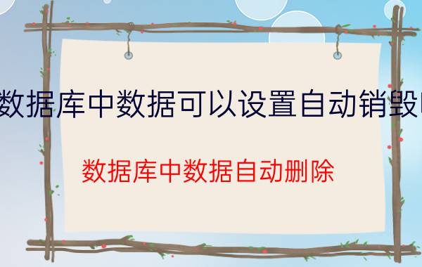 数据库中数据可以设置自动销毁吗 数据库中数据自动删除